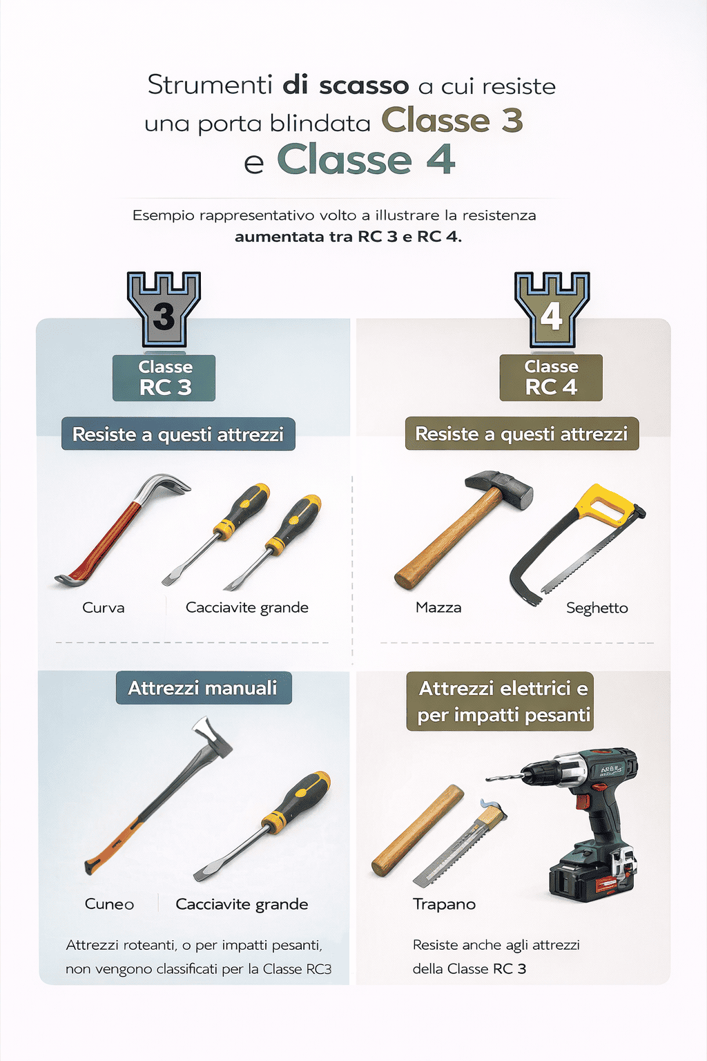 Attrezzi da scasso per porta blindata classe 3 e 4 europea