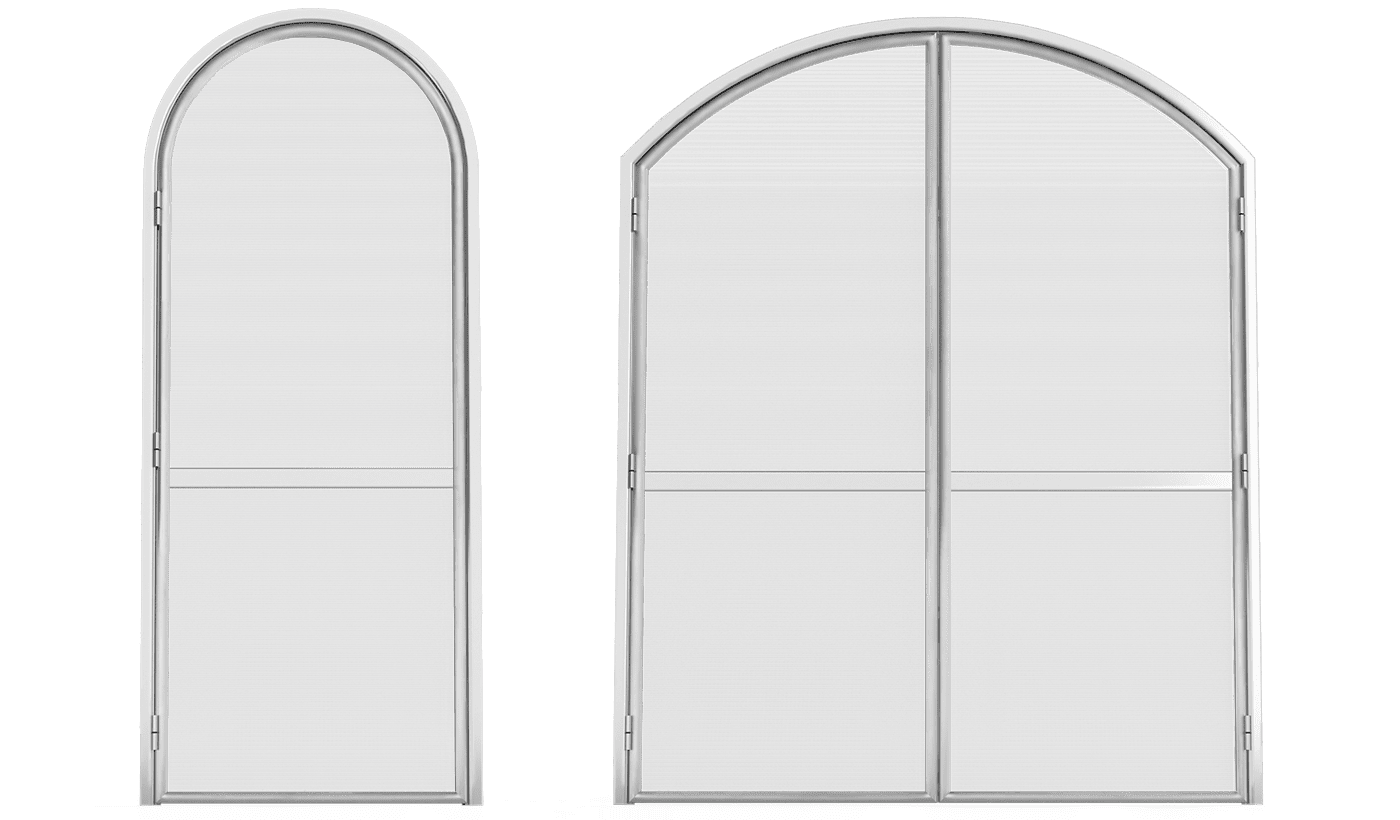 zanzariere per porte finestre a battente con forme ad arco
